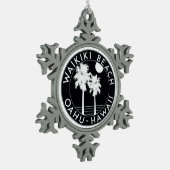 ワイキキビーチハワイサーフィンオアフサーフ スノーフレークピューターオーナメント (左)