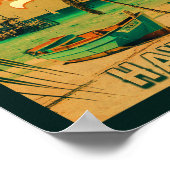 ワイキキビーチハワイヴィンテージパームツリーズ土産 ポスター (角)