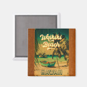 ワイキキビーチハワイヴィンテージパームツリーズ土産 マグネット (正面/裏面)