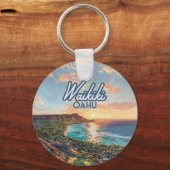 ワイキキビーチホノルルオアフハワイレトロ キーホルダー (裏面)