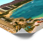 ワイキキビーチホノルルオアフハワイヴィンテージ ポスター (角)