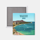 ワイキキビーチホノルルオアフハワイヴィンテージ マグネット (正面/裏面)