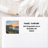 ワイキキビーチホノルルオアフハワイ差出人住所 ラベル (インサイチュ)