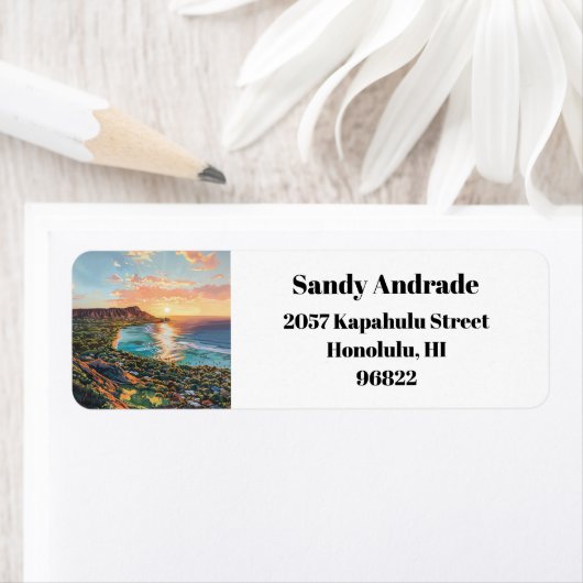 ワイキキビーチホノルルオアフハワイ差出人住所 ラベル (インサイチュ)