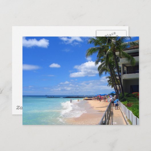 ワイキキビーチ,オアフ,ハワイ ポストカード (正面/裏面)