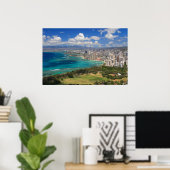 ワイキキビーチfromダイアモンドヘッド ポスター (ホームオフィス)