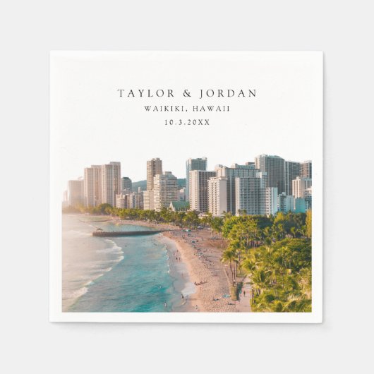 ワイキキ結婚のカスタムフォトカクテルナプキンス スタンダードカクテルナプキン (正面)