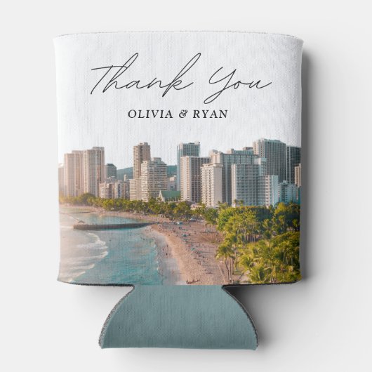 ワイキキ結婚式の引き出物カスタムハワイビーチ 缶クーラー (裏面)