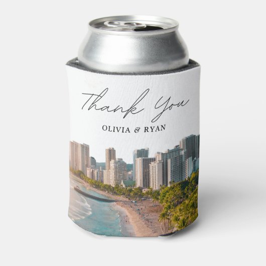 ワイキキ結婚式の引き出物カスタムハワイビーチ 缶クーラー (缶裏面)