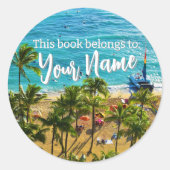 ワイキキ「この本は所有する」カスタマイズ可能ステッカー ラウンドシール (正面)