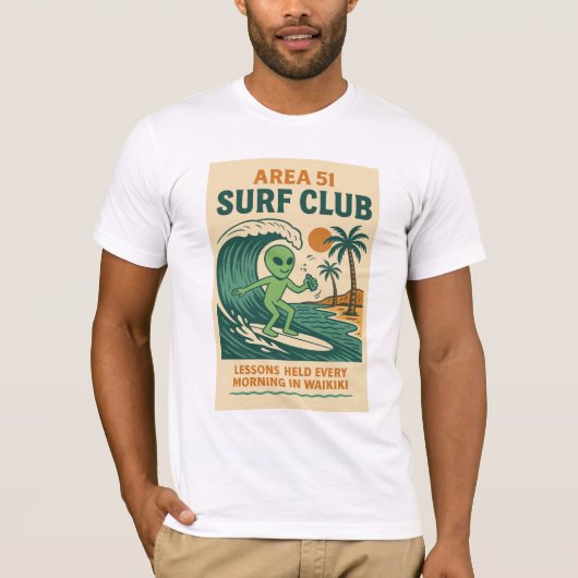ワイキキ エリア51 サーフクラブ ロズウェル エイリアン 1950年代 Tシャツ (正面)