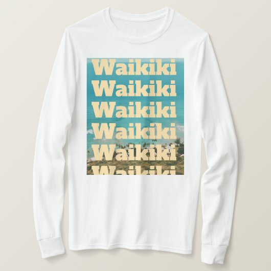 ワイキキ、ホノルル、オアフ島、ハワイ Tシャツ (デザイン正面)