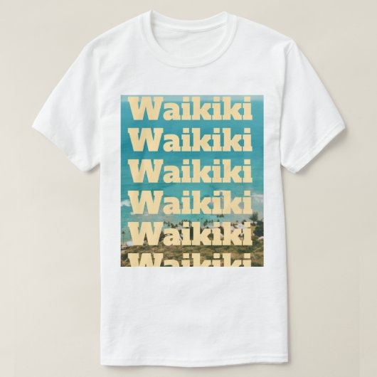 ワイキキ、ホノルル、オアフ島、ハワイ Tシャツ (デザイン正面)