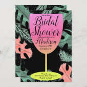 ワイグラデーションングラス熱帯ブライダルシャワー 招待状 (正面/裏面)