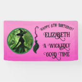 ワイケディリーグッドウィッチグリーン&ピンク任意の年齢誕生日 横断幕 (横)