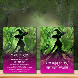 ワイケディリーグッドウィッチピンク&グリーンエイジ誕生日 招待状