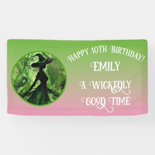 ワイケディーグッドウィッチグリーンピンクハッピーバースデー 横断幕 (横)