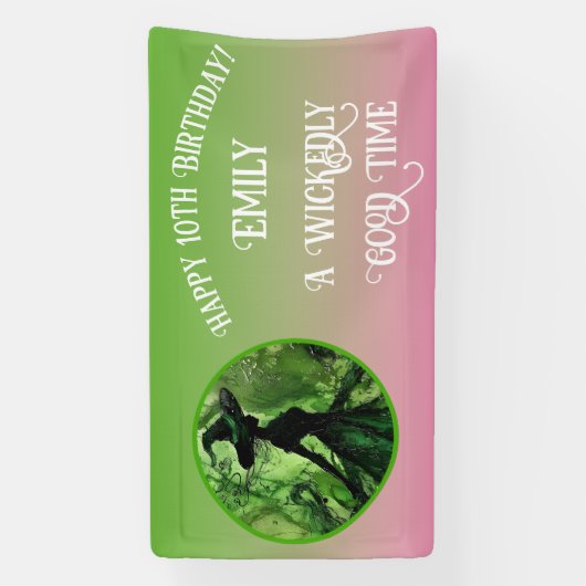 ワイケディーグッドウィッチグリーンピンクハッピーバースデー 横断幕 (縦)