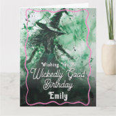 ワイケディーグッドタイムグリーンウィッチスケッチ誕生日 カード (正面)