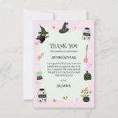 ワイケリーかわいいグリーンウィッチハロウィーン誕生日 サンキューカード (正面)