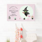 ワイケリーかわいいグリーンウィッチハロウィーン誕生日 横断幕 (インサイチュ)