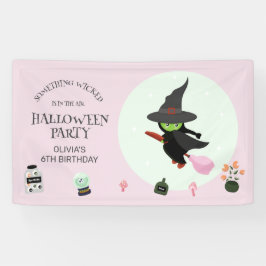 ワイケリーかわいいグリーンウィッチハロウィーン誕生日 横断幕