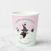 ワイケリーかわいいグリーンウィッチハロウィーン誕生日 紙コップ (正面)