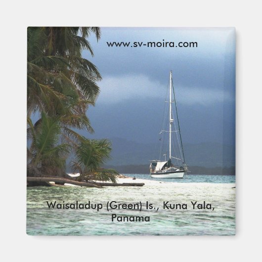 ワイサラダップ（緑）島、クナヤラ、パナマ マグネット (正面)