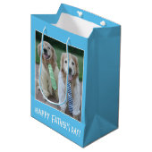 ワイシャツおよびタイの父の日のゴールデン・リトリーバー ミディアムペーパーバッグ (正面アングル)