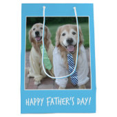 ワイシャツおよびタイの父の日のゴールデン・リトリーバー ミディアムペーパーバッグ (裏面)