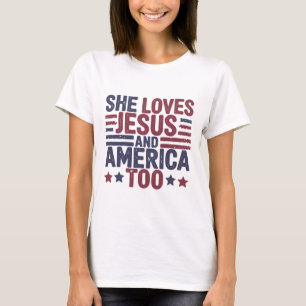 ワイシャツにイエスとアメリカが大好き   信仰ティー Tシャツ