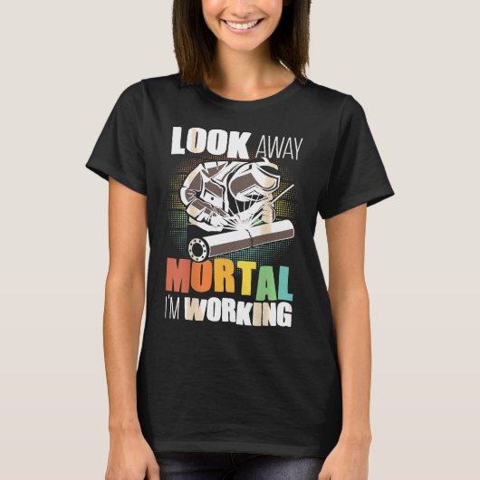 ワイシャツのおもしろい背中に溶接画像をプレゼントする溶接機 Tシャツ (正面)