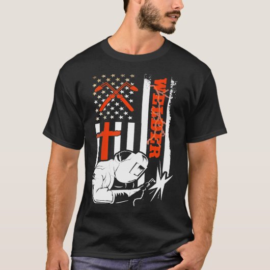 ワイシャツのおもしろい背中に溶接画像をプレゼントする溶接機 Tシャツ (正面)