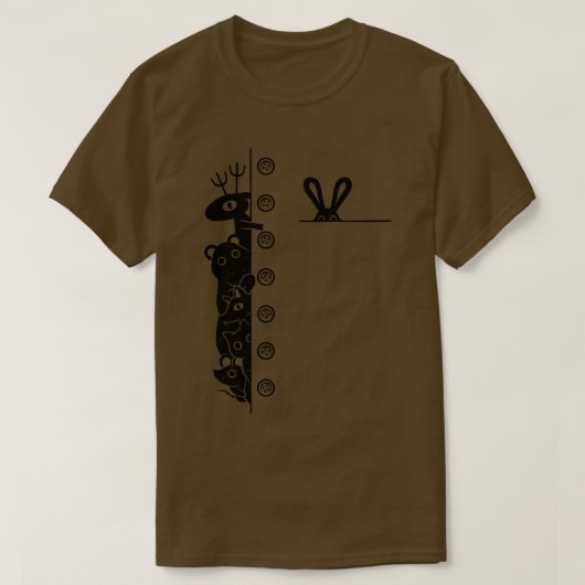 ワイシャツの中の森ポケット動物のクマ猫ディー Tシャツ (デザイン正面)