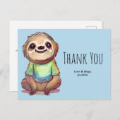 ワイシャツを着たかわいいナマケモノありがとう ポストカード (正面/裏面)