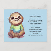 ワイシャツを着たかわいいナマケモノ誕生日 インビテーションポストカード (正面)