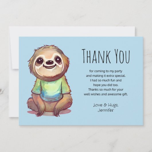 ワイシャツを着たかわいいナマケモノ サンキューカード (正面)