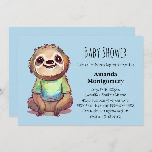 ワイシャツを着たナマケモノかわいい子|過去記事 招待状 (正面/裏面)