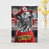 ワイシャツを着た消防士のダリ退職したメーション カード (黄色い花)