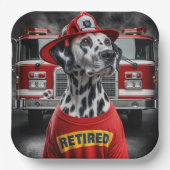 ワイシャツを着た消防士のダリ退職したメーション ペーパープレート (正面)