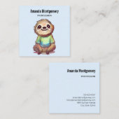 ワイシャツを着た、かわいい笑顔のだます スクエア名刺 (正面/裏面)