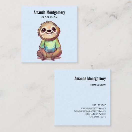 ワイシャツを着た、かわいい笑顔のだます スクエア名刺 (正面/裏面)