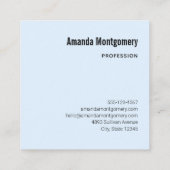 ワイシャツを着た、かわいい笑顔のだます スクエア名刺 (裏面)