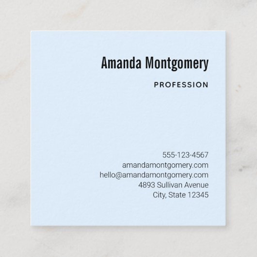 ワイシャツを着た、かわいい笑顔のだます スクエア名刺 (裏面)