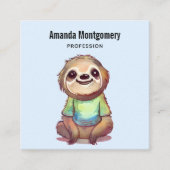 ワイシャツを着た、かわいい笑顔のだます スクエア名刺 (正面)