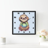 ワイシャツを着た、かわいい笑顔のだます スクエア壁時計 (ホーム)