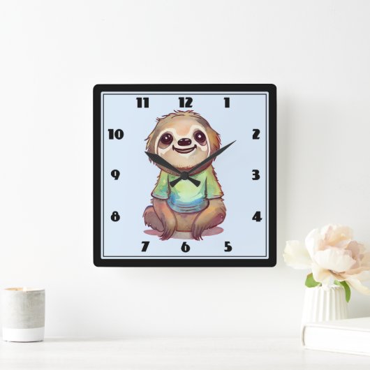 ワイシャツを着た、かわいい笑顔のだます スクエア壁時計 (ホーム)