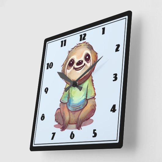 ワイシャツを着た、かわいい笑顔のだます スクエア壁時計 (傾斜)