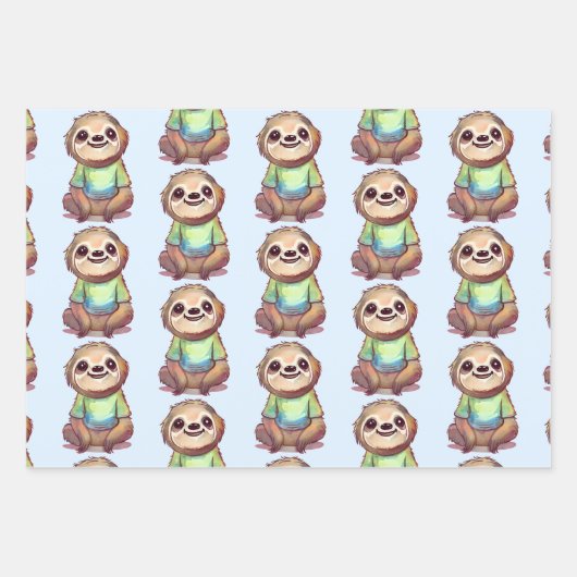 ワイシャツを着た、かわいい笑顔のだます ラッピングペーパーシート (正面3)