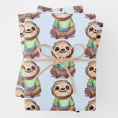 ワイシャツを着た、かわいい笑顔のだます ラッピングペーパーシート (インサイチュ)